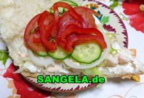 Garnelen-Butterbrot mit zarter Sahnesauce